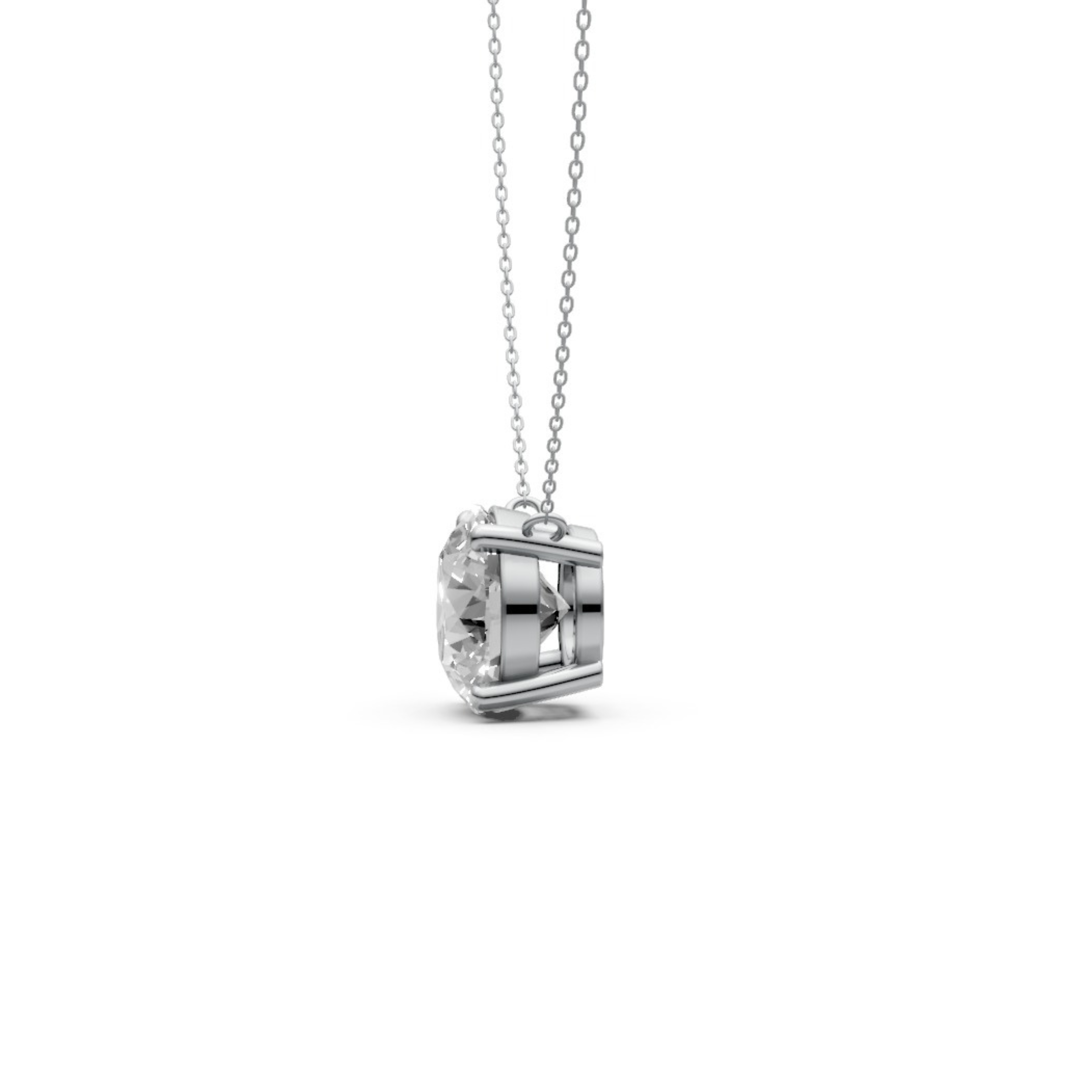 Round Diamond Solitaire Pendant in 18KT Gold, Four-Prong