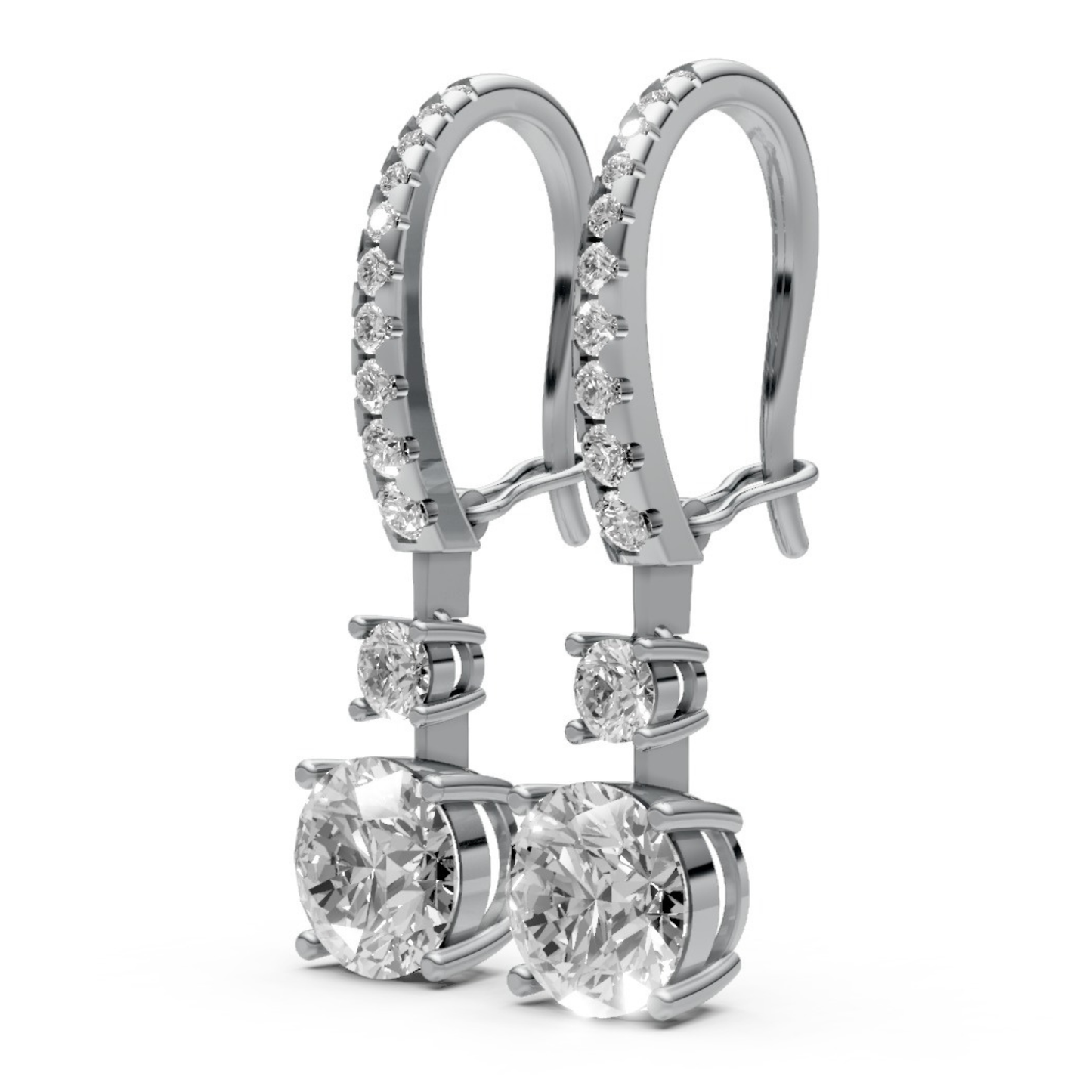 18K Gold Hoop Earrings with 1.5 CT Solitaire Lab-Grown Diamonds