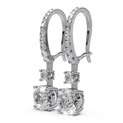 18K Gold Hoop Earrings with 1.5 CT Solitaire Lab-Grown Diamonds