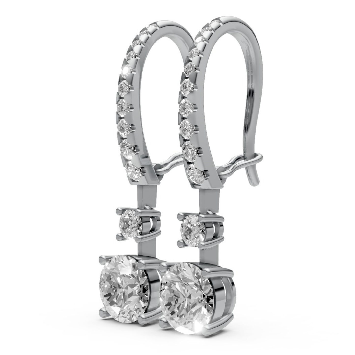 18K Gold Hoop Earrings with 1 CT Solitaire Lab-Grown Diamonds