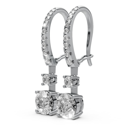 18K Gold Hoop Earrings with 1 CT Solitaire Lab-Grown Diamonds
