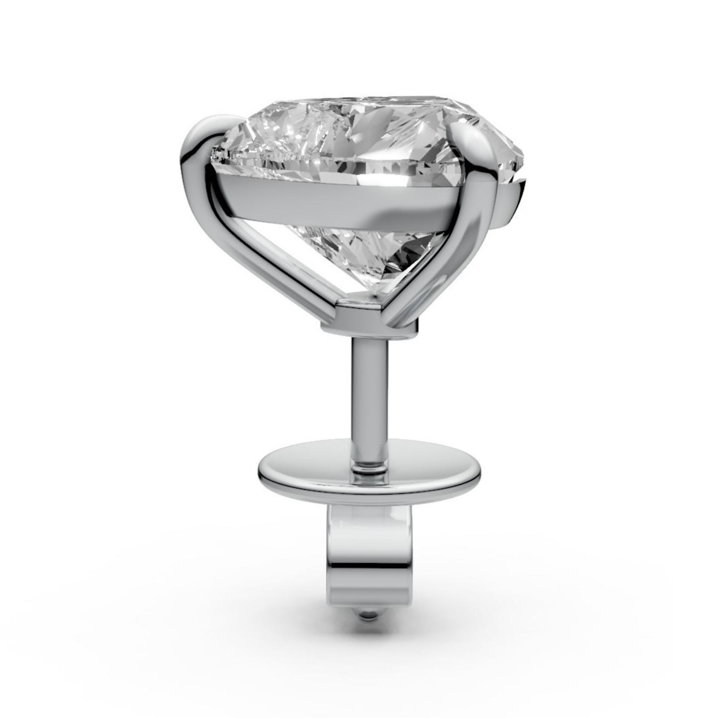 Heart-Shaped Stud Earrings with 2 CT Diamonds in 18K Gold