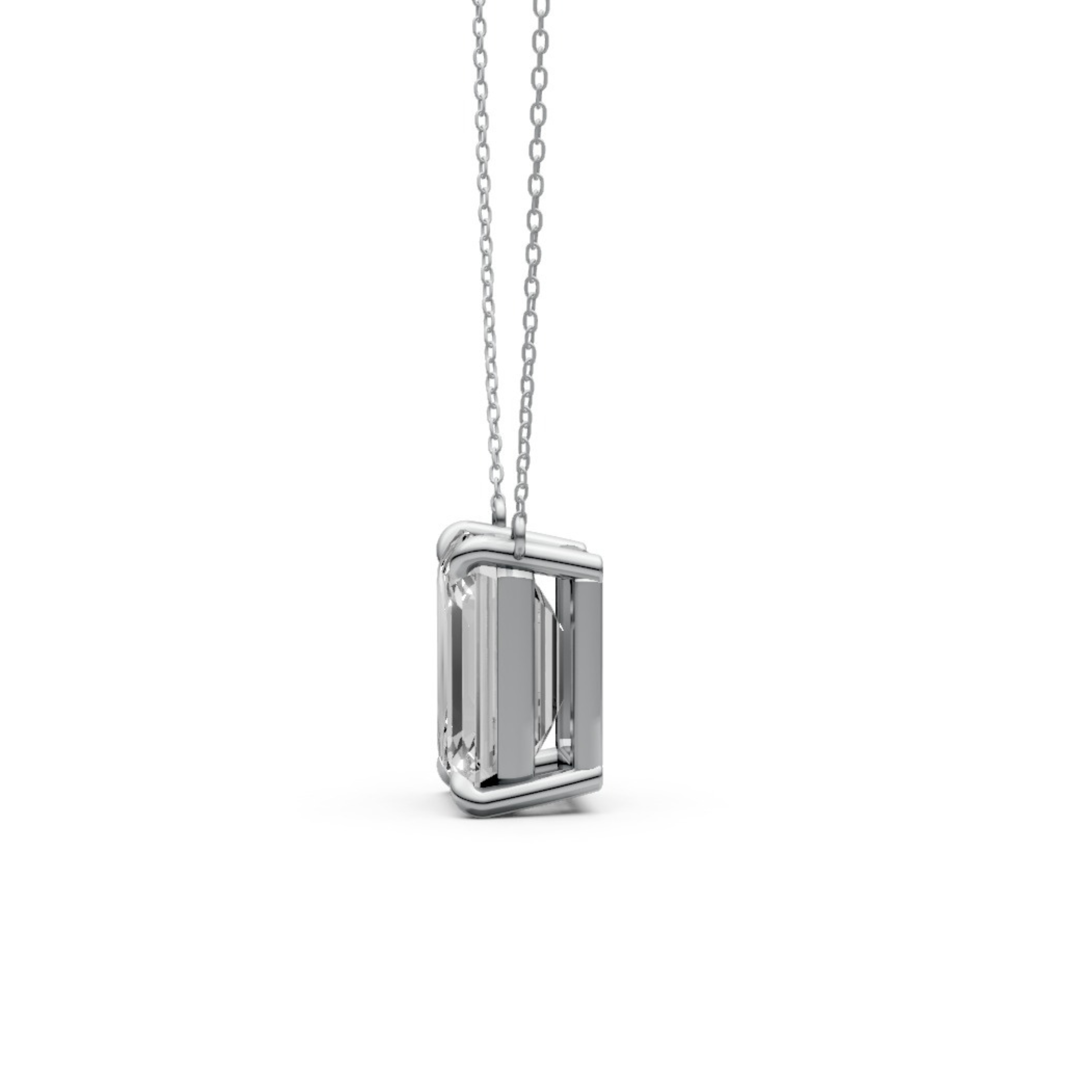 Emerald Cut Diamond Pendant in 18KT Gold Four-Prong