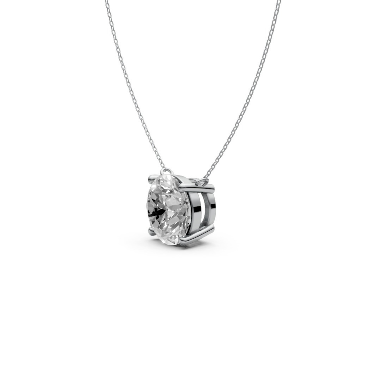 Round Diamond Solitaire Pendant in 18KT Gold, Four-Prong