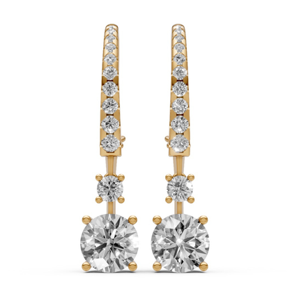 18K Gold Hoop Earrings with 1 CT Solitaire Lab-Grown Diamonds
