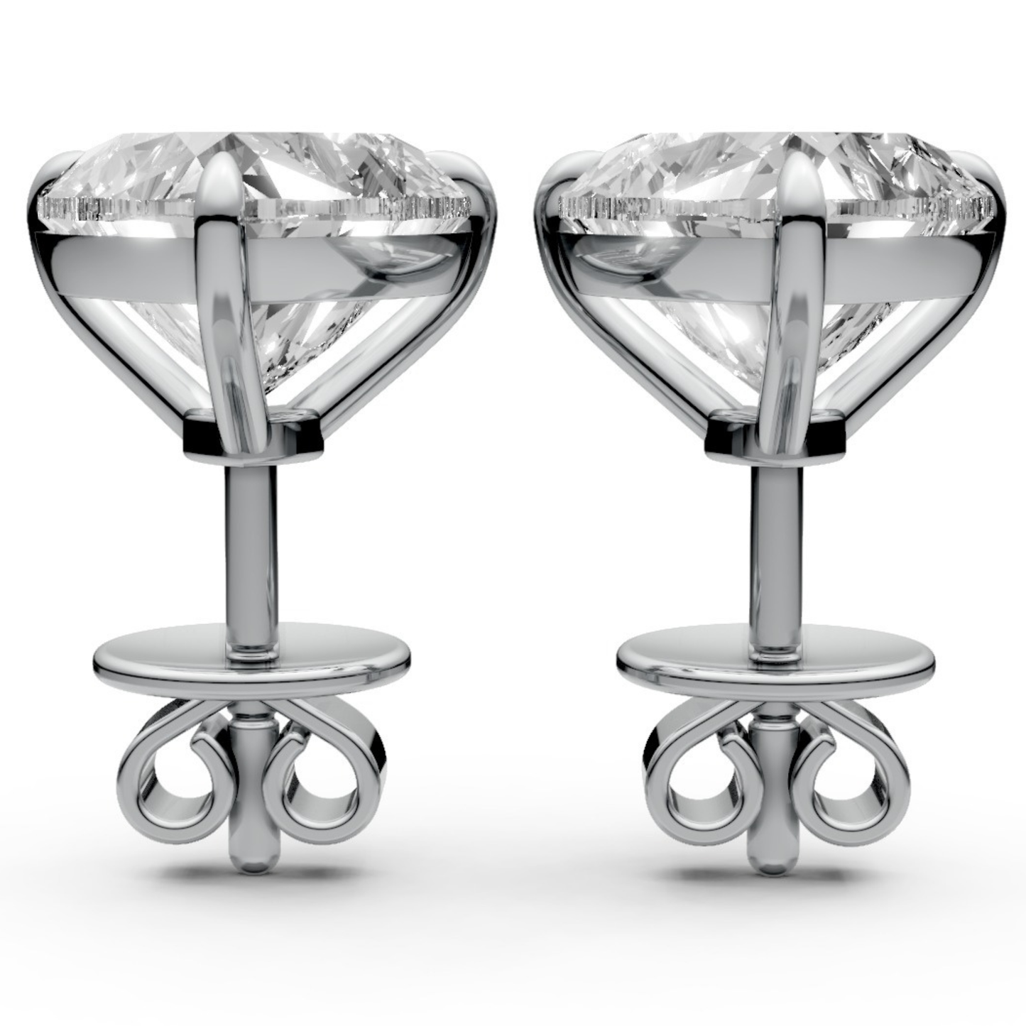 Heart-Shaped Stud Earrings with 2 CT Diamonds in 18K Gold