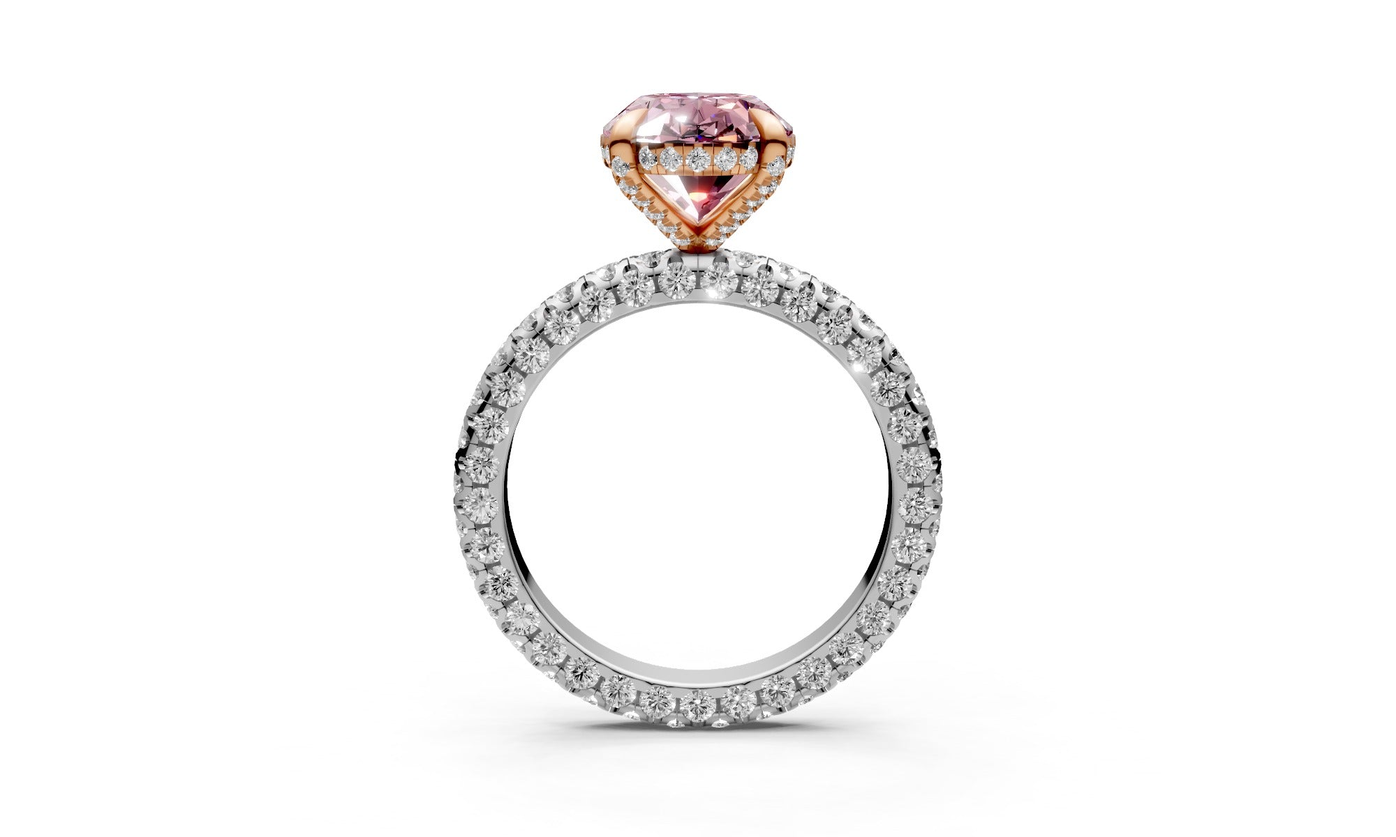 4.09ct Fancy Vivid Pink Oval Fully Encrusted Lab Grown Diamond Ring – Rare Shades Collection, 18k Gold, IGI Certified