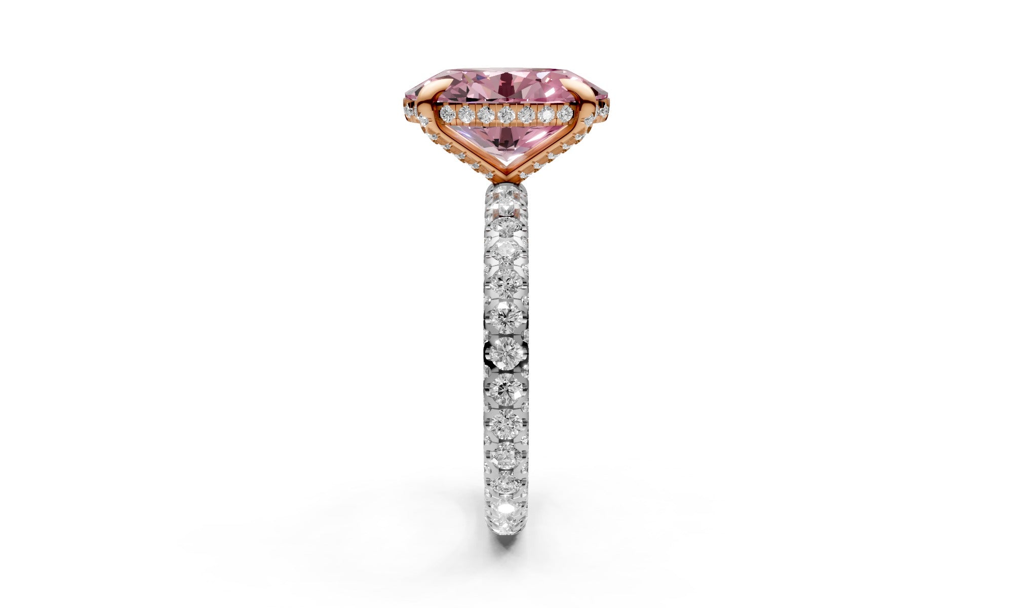 4.09ct Fancy Vivid Pink Oval Fully Encrusted Lab Grown Diamond Ring – Rare Shades Collection, 18k Gold, IGI Certified