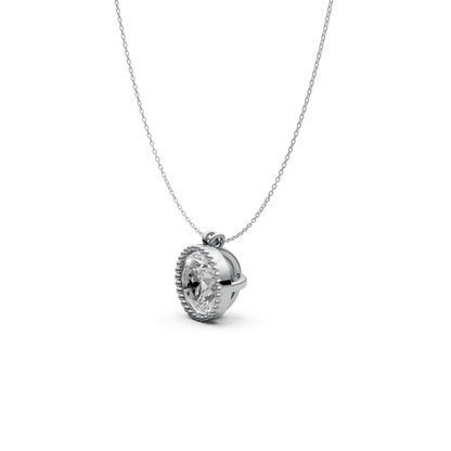 Round Diamond Pendant in 18KT Gold Milgrain Bezel