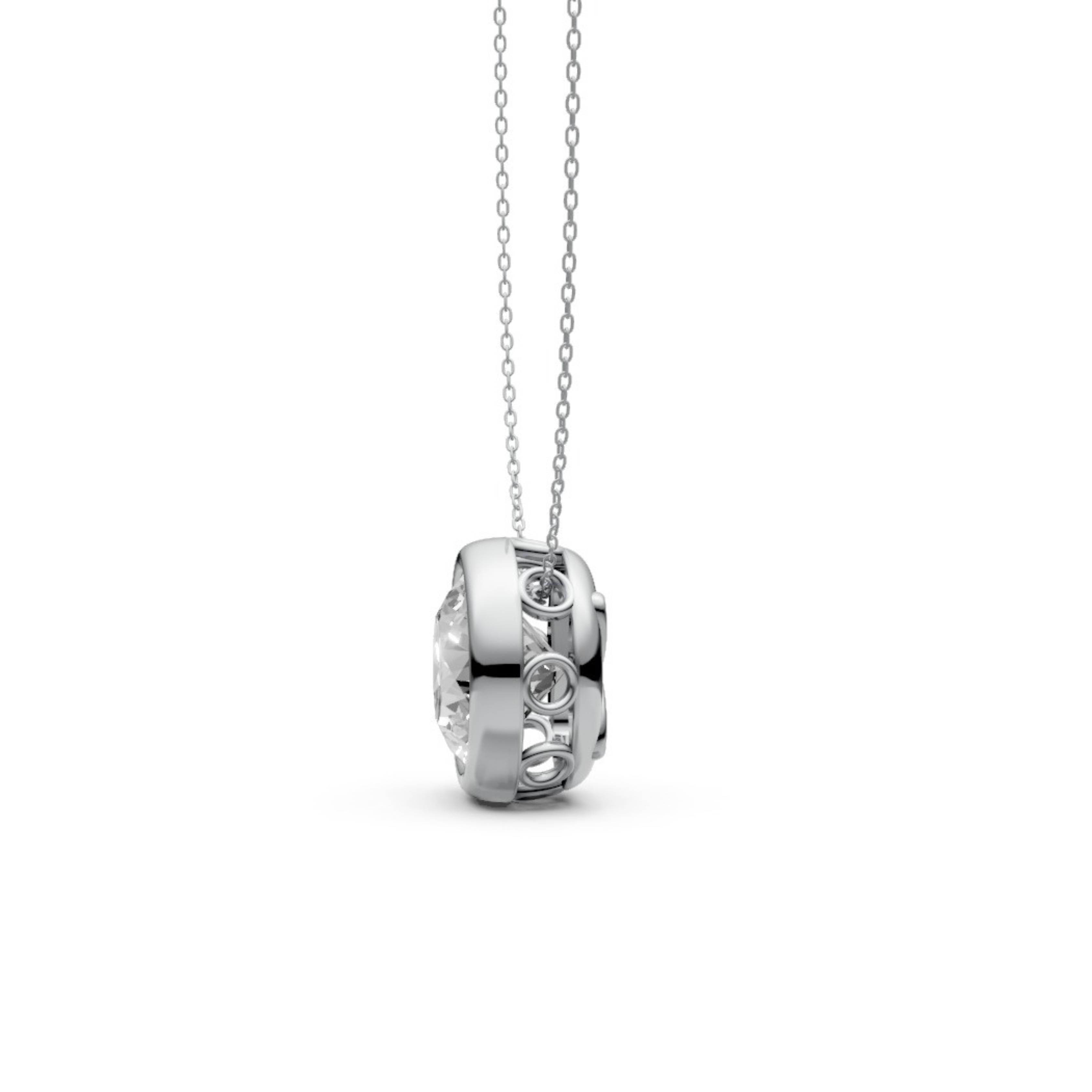 Round Diamond Pendant in 18KT Gold with Modern Bezel