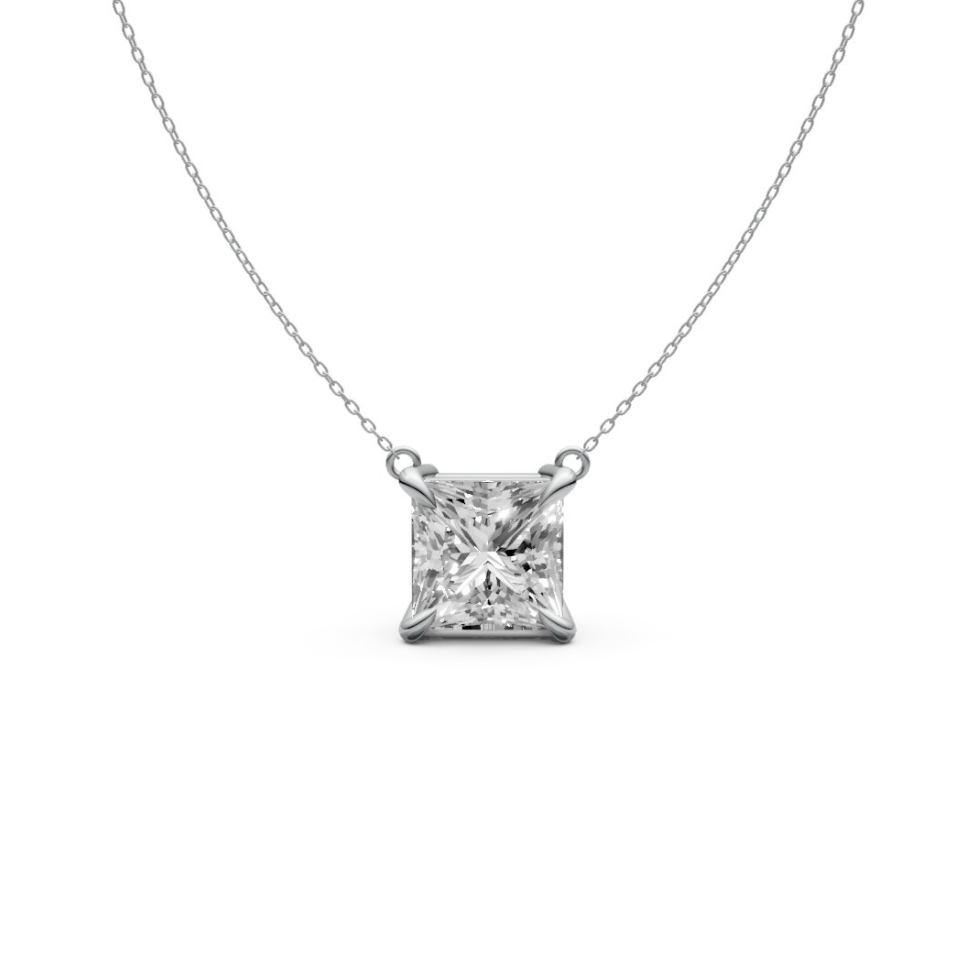 Princess Cut Diamond Pendant in 18KT Gold Four-Prong