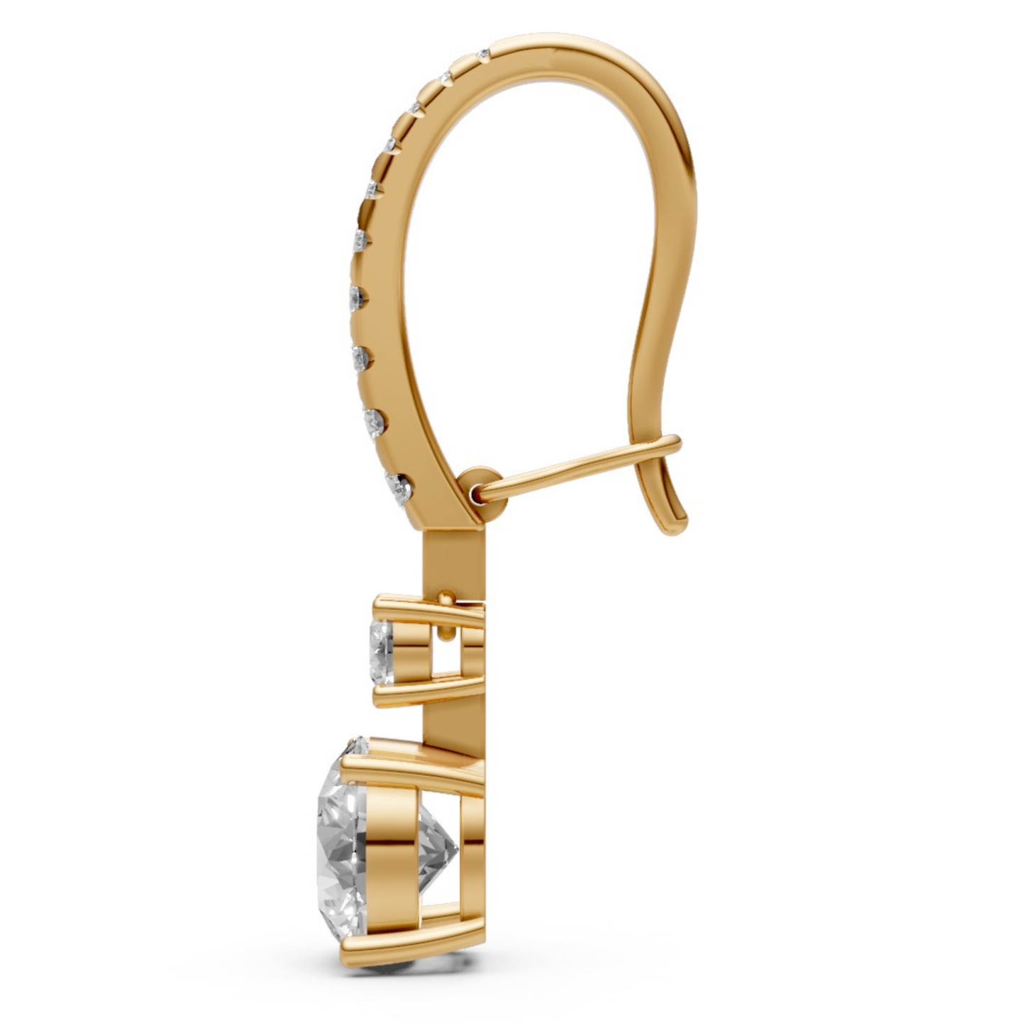 18K Gold Hoop Earrings with 1.5 CT Solitaire Lab-Grown Diamonds