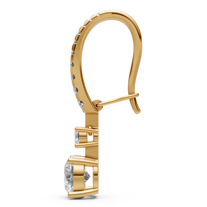 18K Gold Hoop Earrings with 1 CT Solitaire Lab-Grown Diamonds