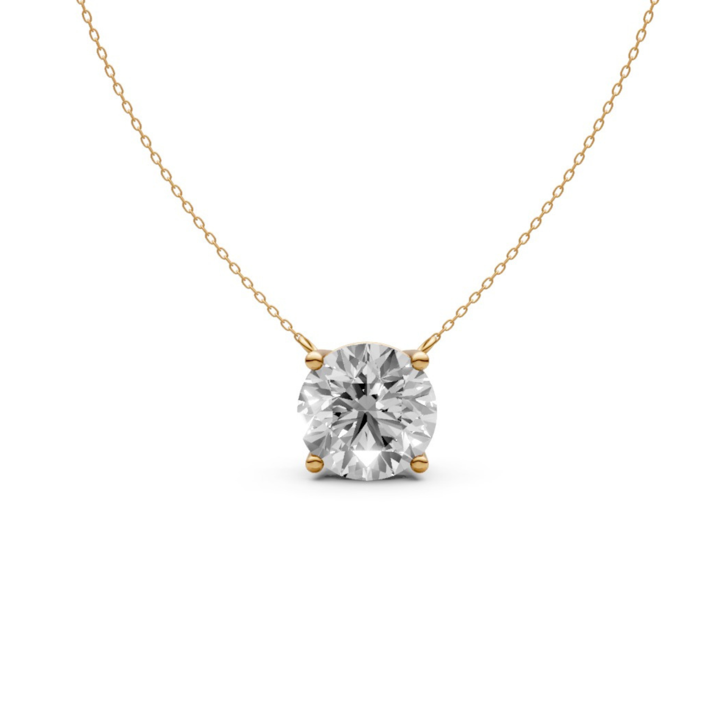 Round Diamond Solitaire Pendant in 18KT Gold, Four-Prong