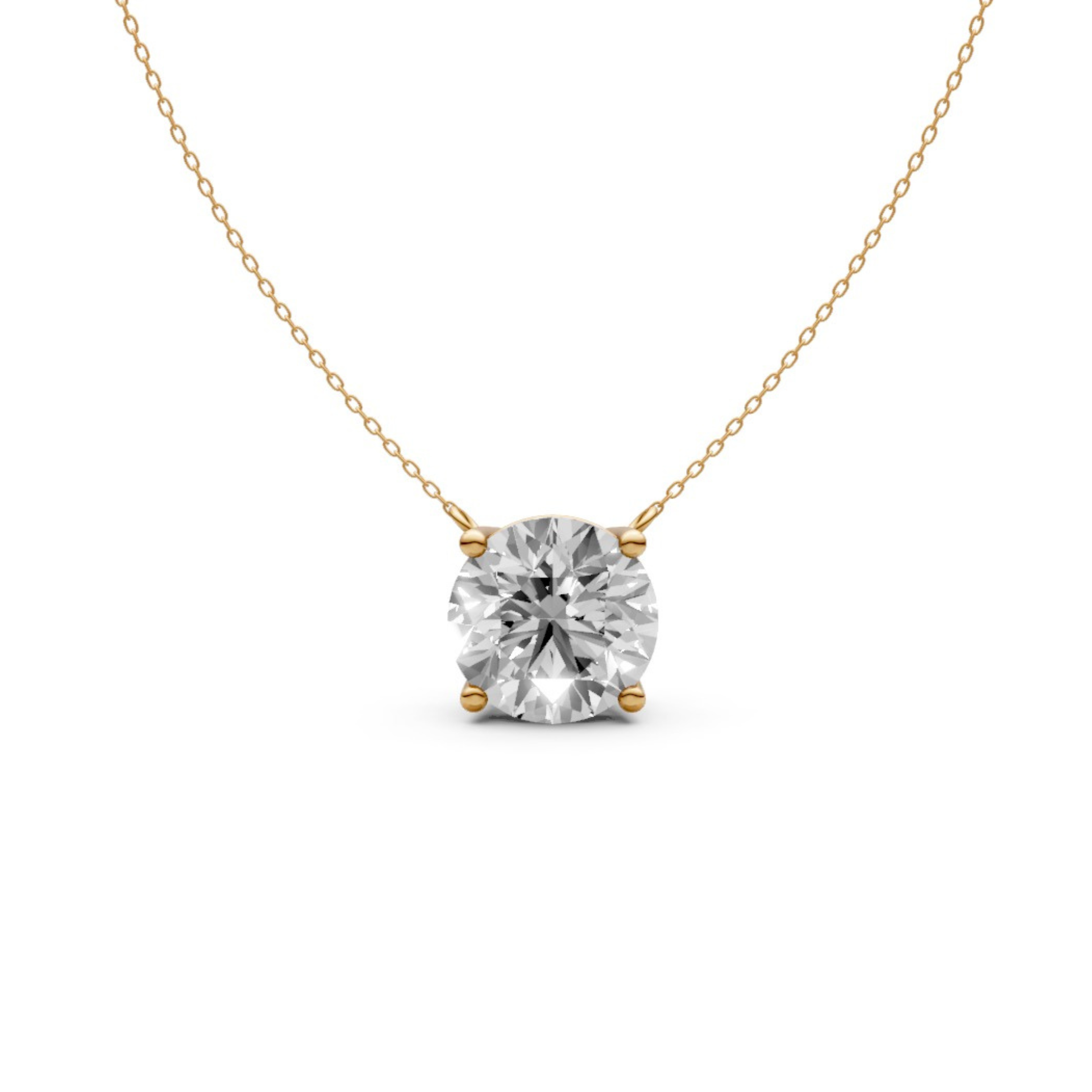Round Diamond Solitaire Pendant in 18KT Gold, Four-Prong