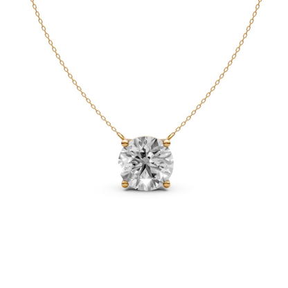 Round Diamond Solitaire Pendant in 18KT Gold, Four-Prong