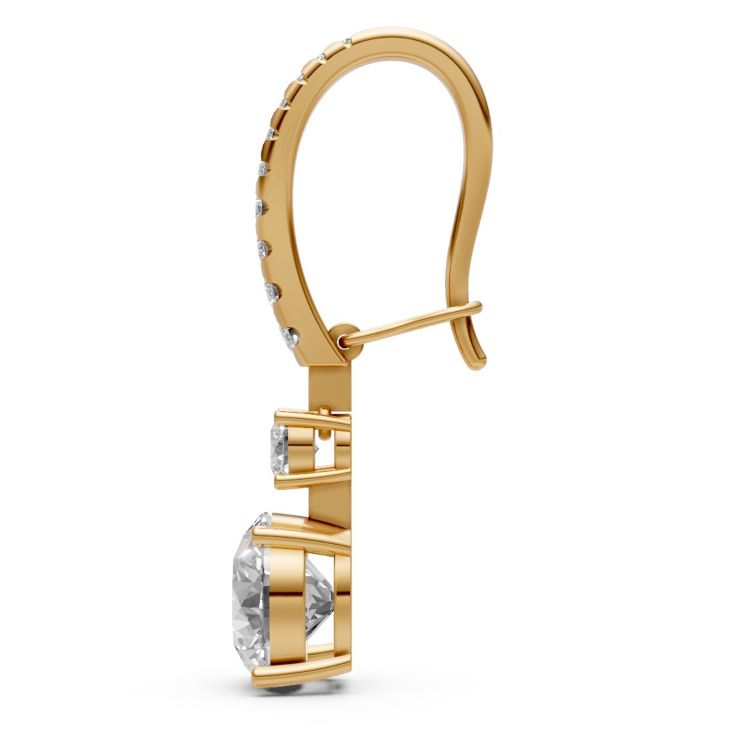 18K Gold Hoop Earrings with 2 CT Solitaire Lab-Grown Diamonds