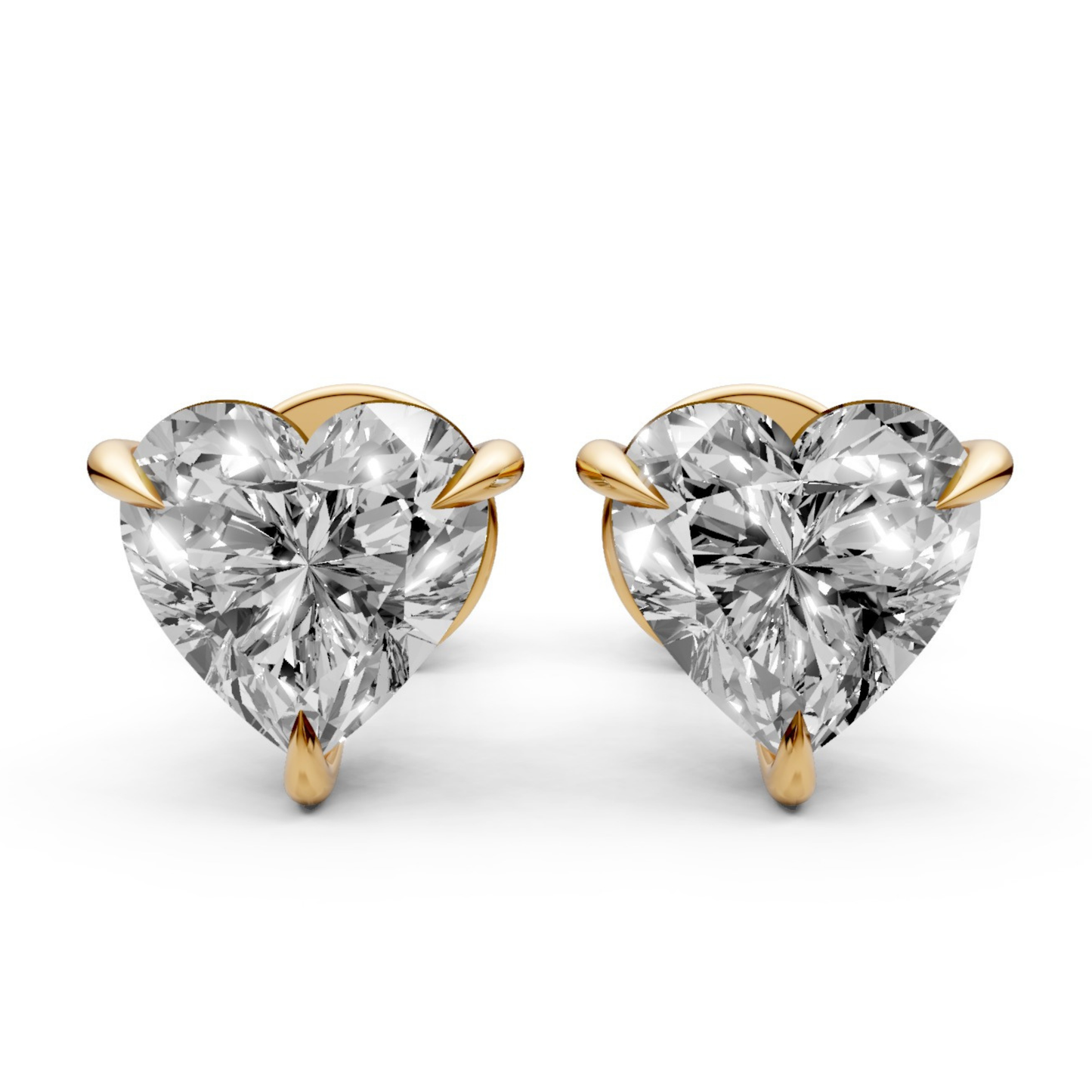 Heart-Shaped Stud Earrings with 0.5 CT Lab-Grown Diamonds in 18K Gold