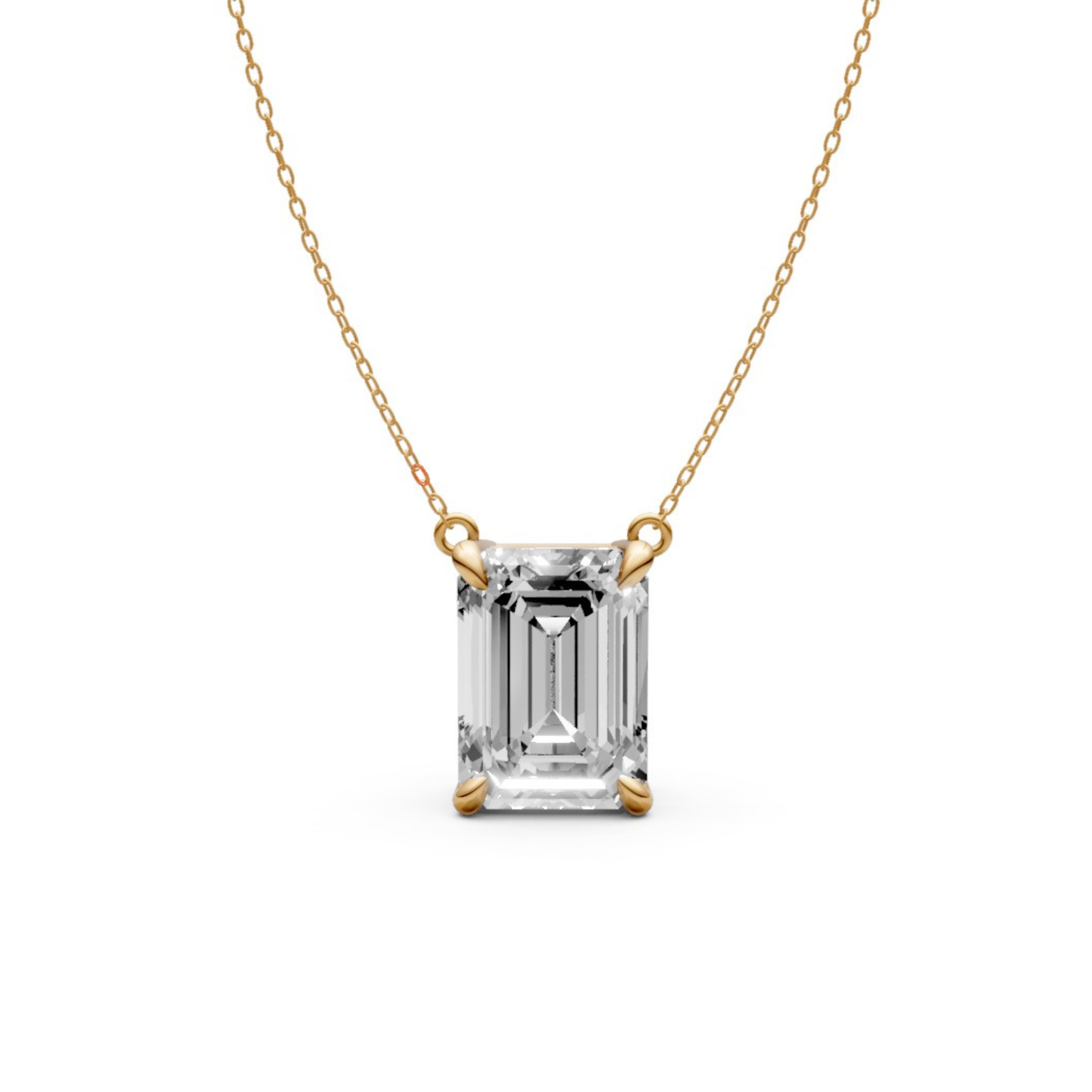Emerald Cut Diamond Pendant in 18KT Gold Four-Prong