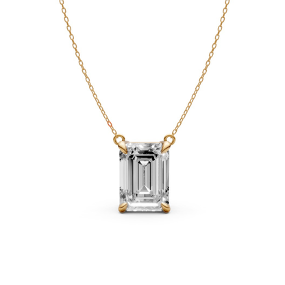 Emerald Cut Diamond Pendant in 18KT Gold Four-Prong