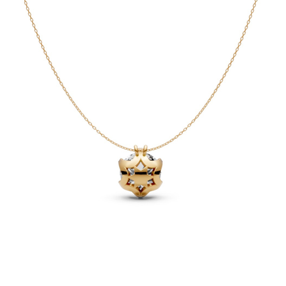 Round Diamond Pendant in 18KT Gold Six-Prong Scallop Setting.