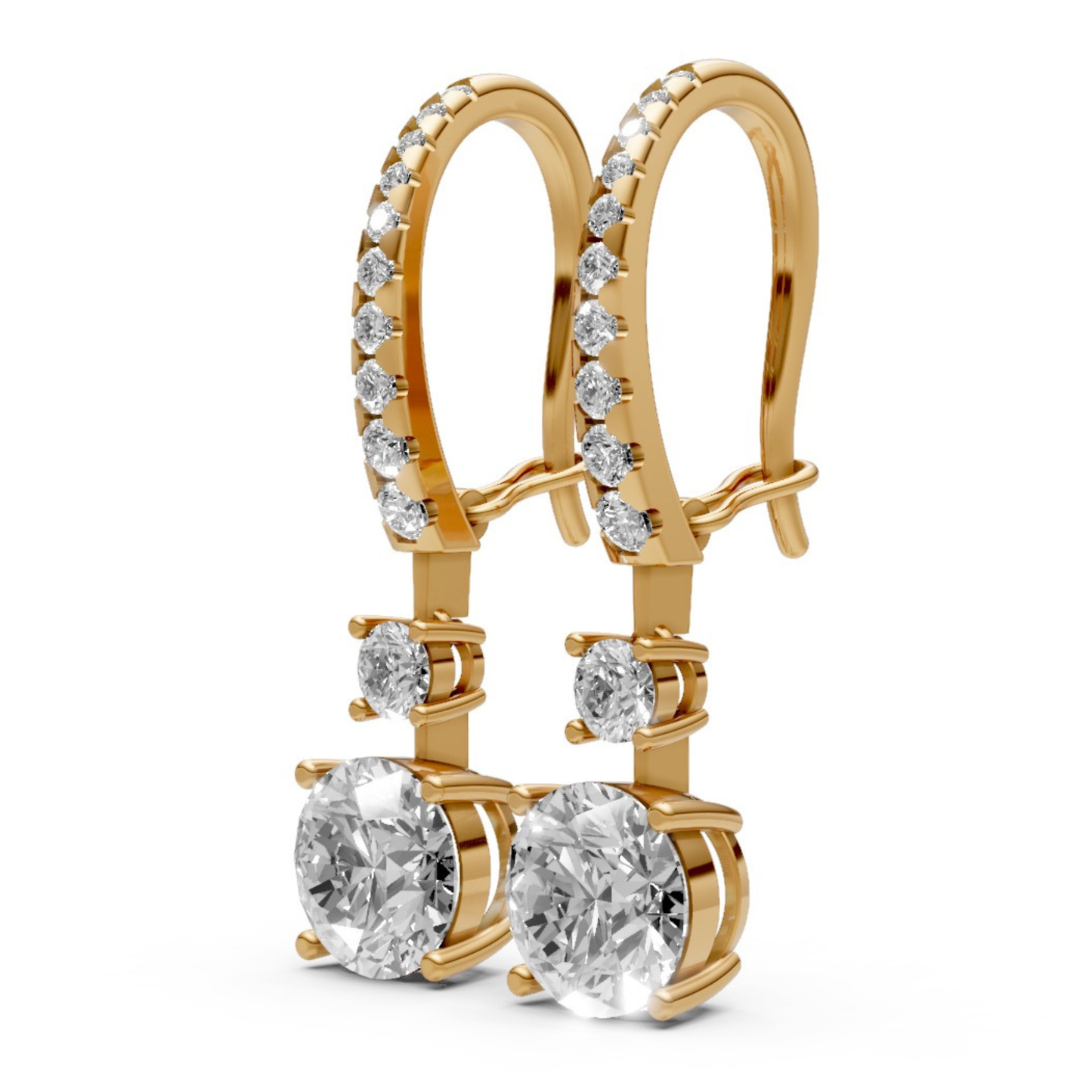 18K Gold Hoop Earrings with 1.5 CT Solitaire Lab-Grown Diamonds