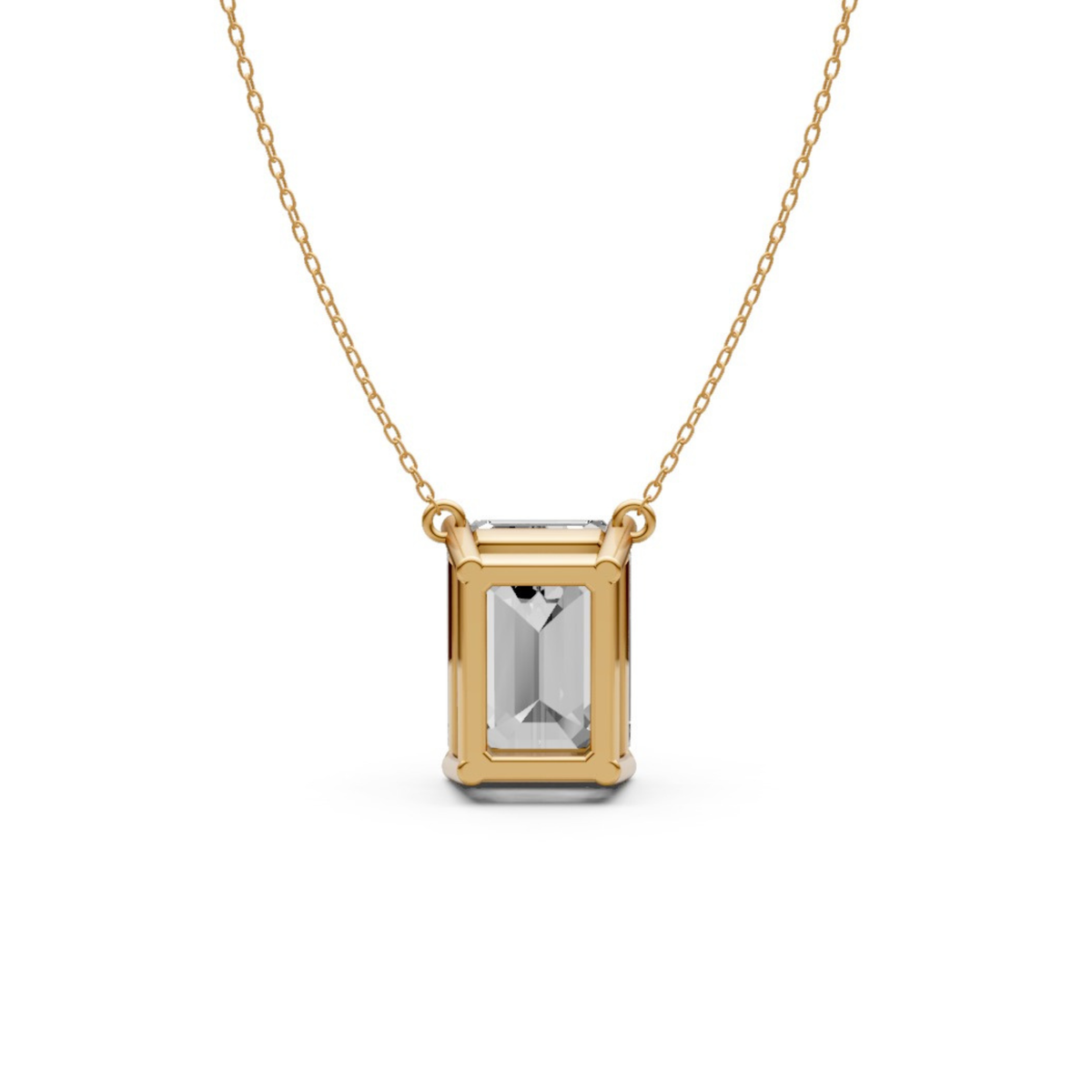 Emerald Cut Diamond Pendant in 18KT Gold Four-Prong
