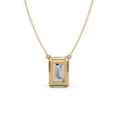 Emerald Cut Diamond Pendant in 18KT Gold Four-Prong