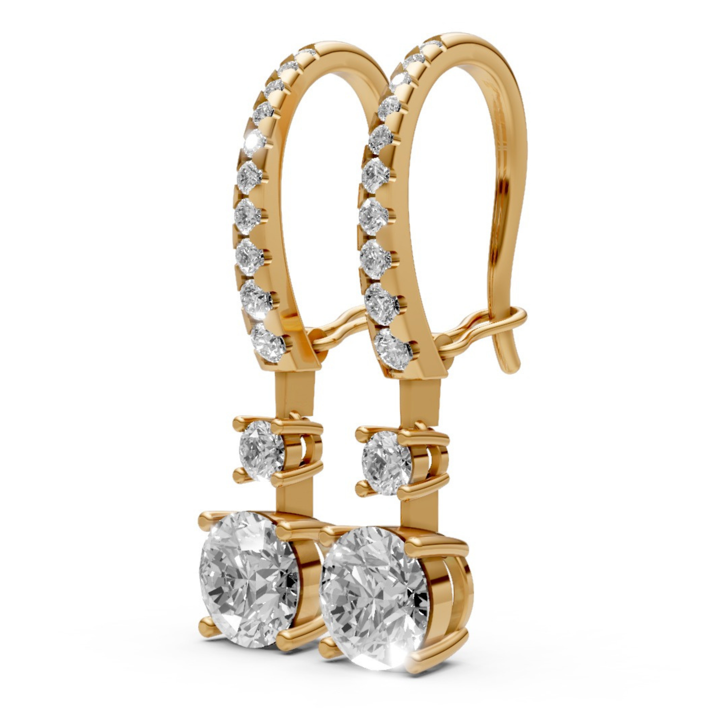18K Gold Hoop Earrings with 1 CT Solitaire Lab-Grown Diamonds