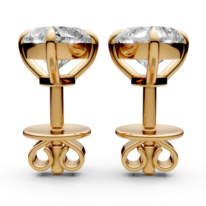Heart-Shaped Stud Earrings with 0.5 CT Lab-Grown Diamonds in 18K Gold