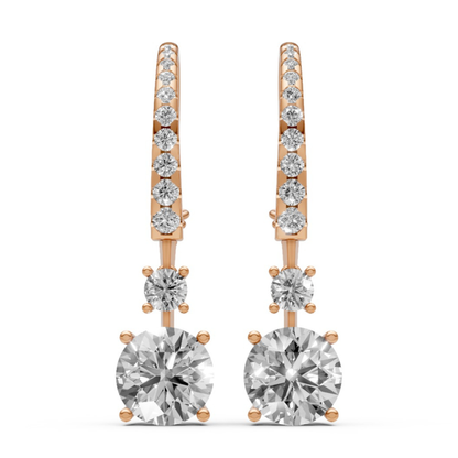18K Gold Hoop Earrings with 1.5 CT Solitaire Lab-Grown Diamonds