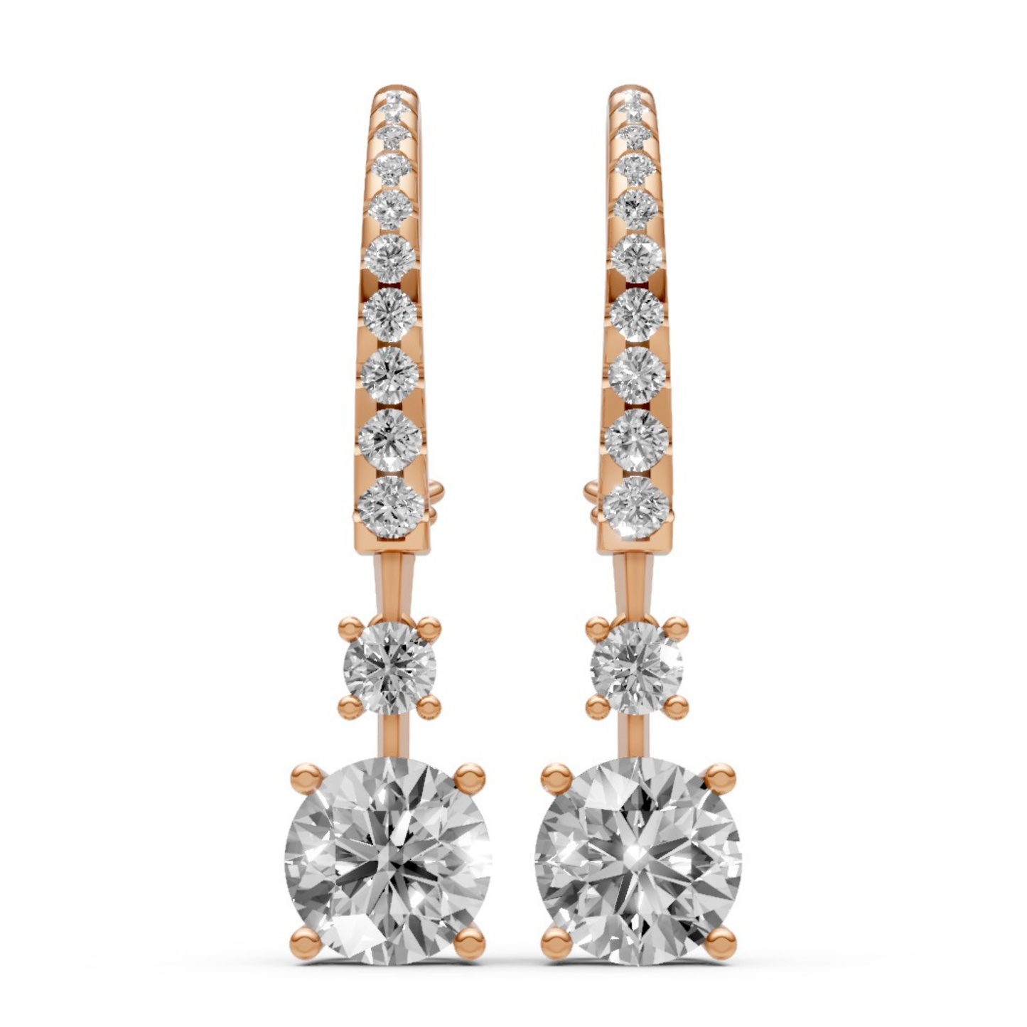 18K Gold Hoop Earrings with 1 CT Solitaire Lab-Grown Diamonds