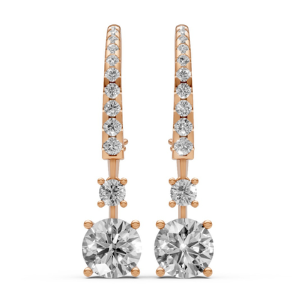 18K Gold Hoop Earrings with 1 CT Solitaire Lab-Grown Diamonds