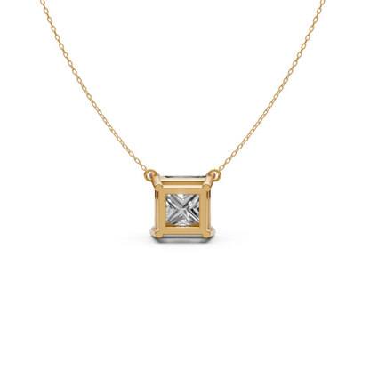 Princess Cut Diamond Pendant in 18KT Gold Four-Prong