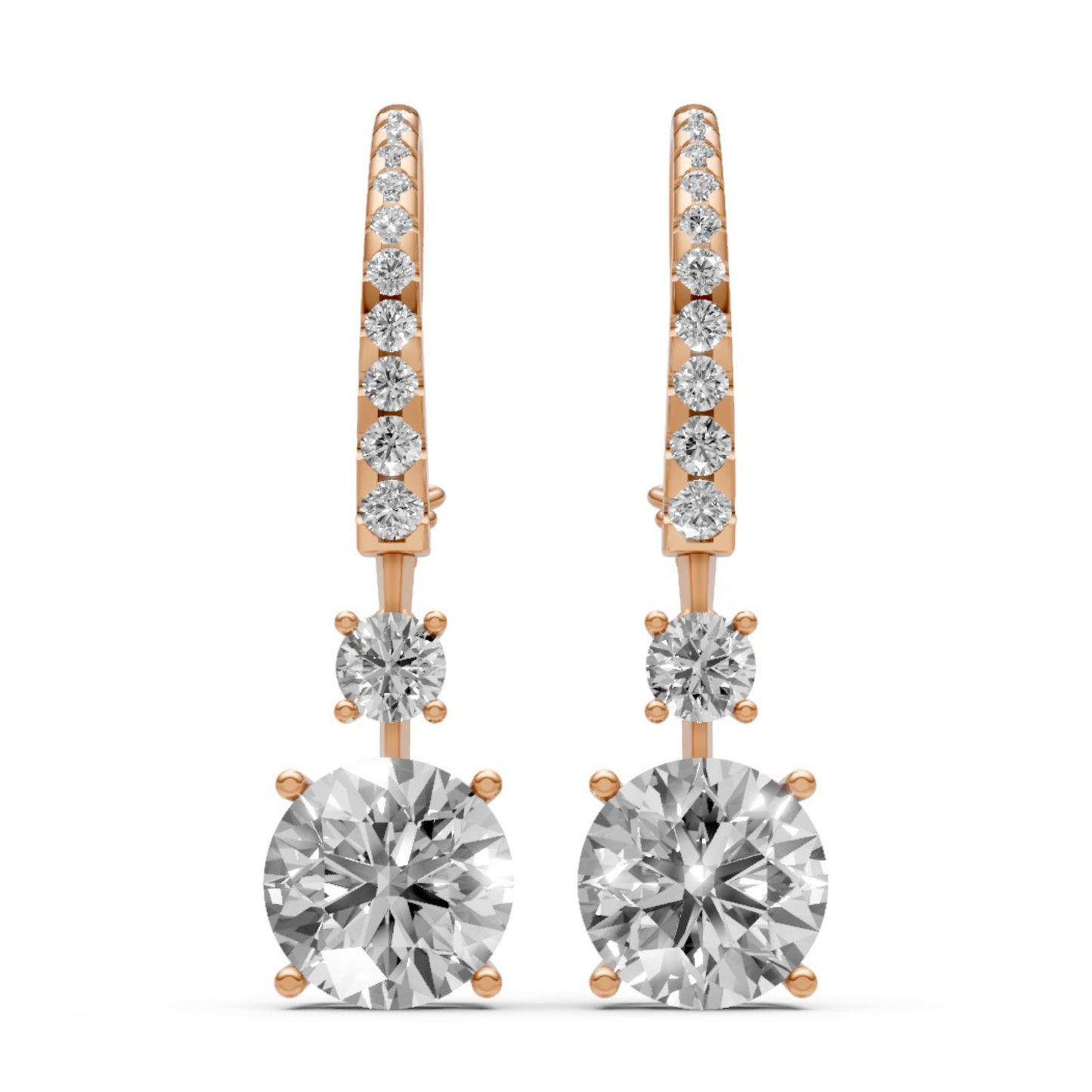 18K Gold Hoop Earrings with 2 CT Solitaire Lab-Grown Diamonds