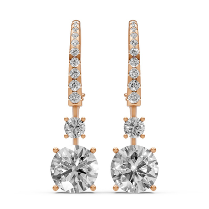 18K Gold Hoop Earrings with 2 CT Solitaire Lab-Grown Diamonds