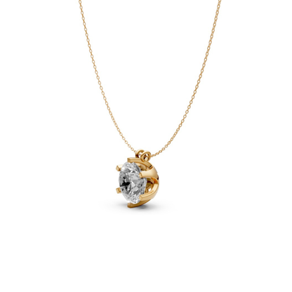Round Diamond Pendant in 18KT Gold Six-Prong Scallop Setting.