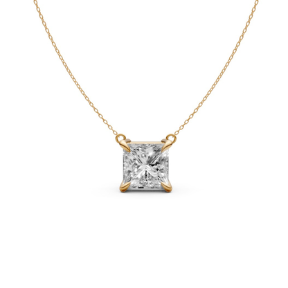 Princess Cut Diamond Pendant in 18KT Gold Four-Prong