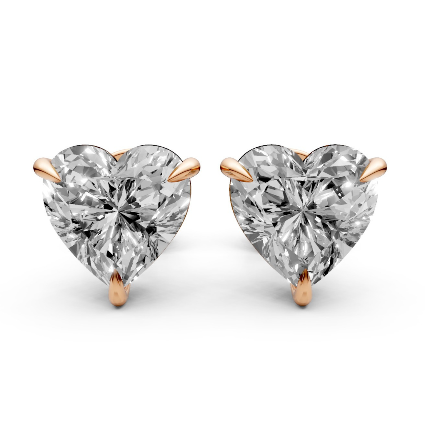Heart-Shaped Stud Earrings with 1 CT Diamonds in 18K Gold