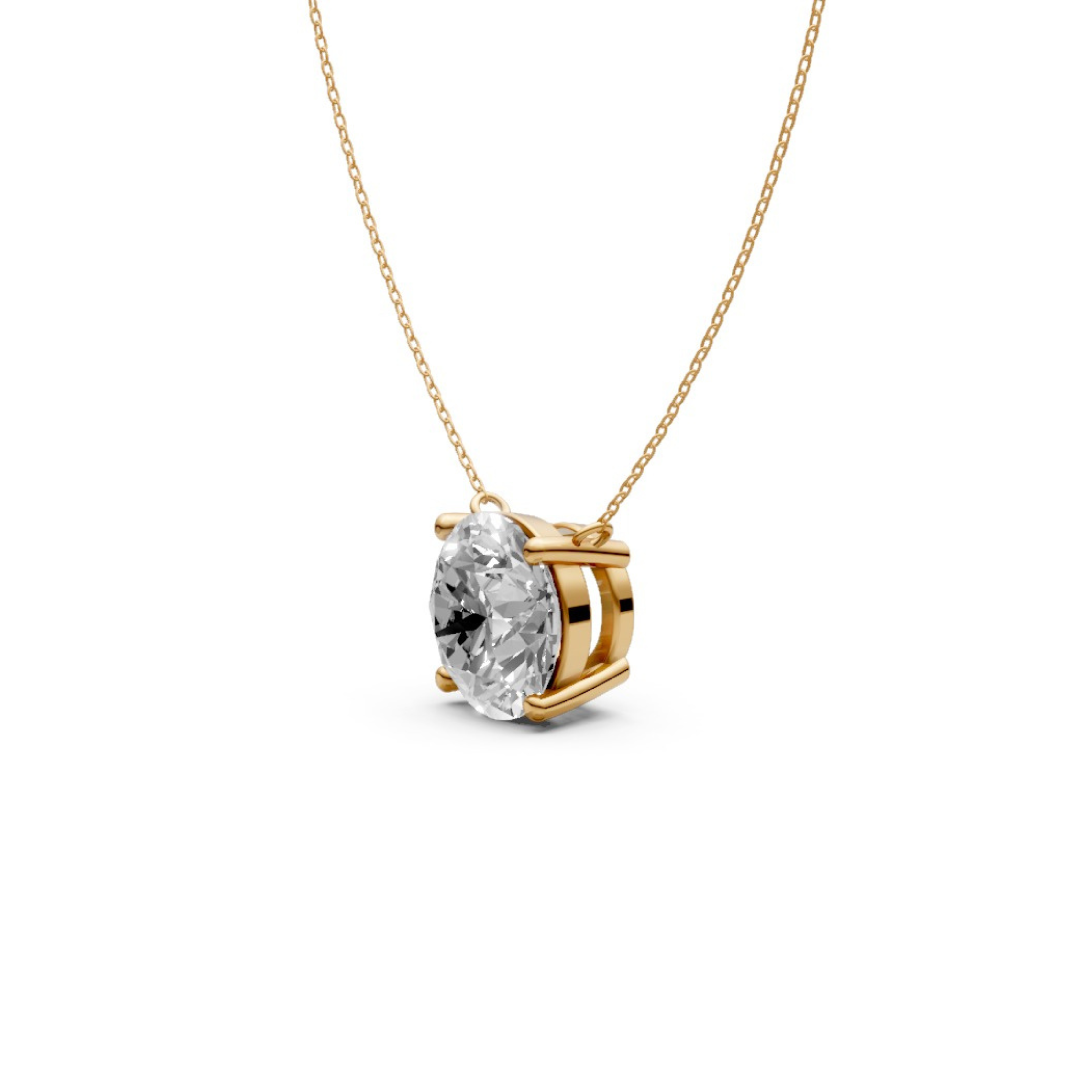 Round Diamond Solitaire Pendant in 18KT Gold, Four-Prong