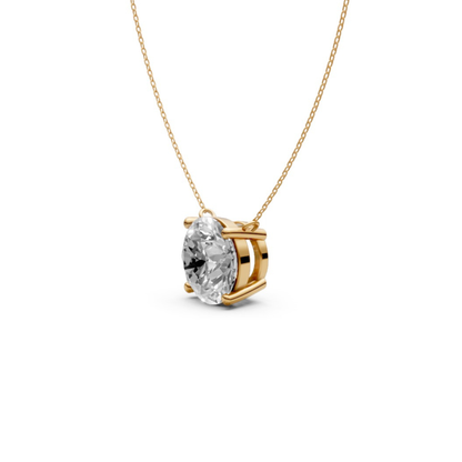 Round Diamond Solitaire Pendant in 18KT Gold, Four-Prong