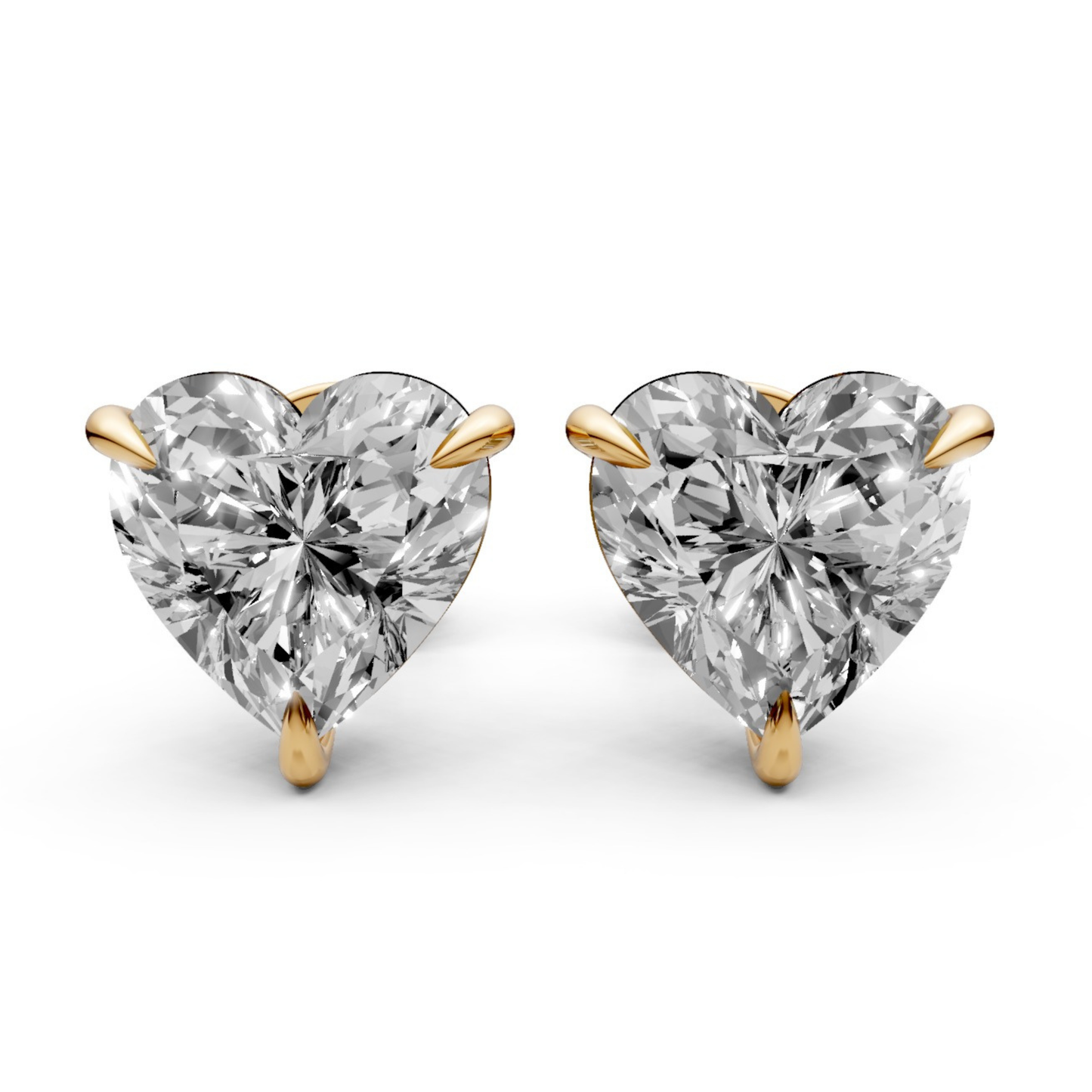 Heart-Shaped Stud Earrings with 1 CT Diamonds in 18K Gold
