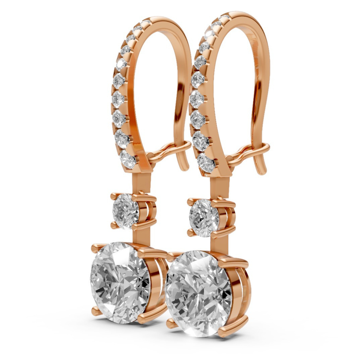 18K Gold Hoop Earrings with 2 CT Solitaire Lab-Grown Diamonds