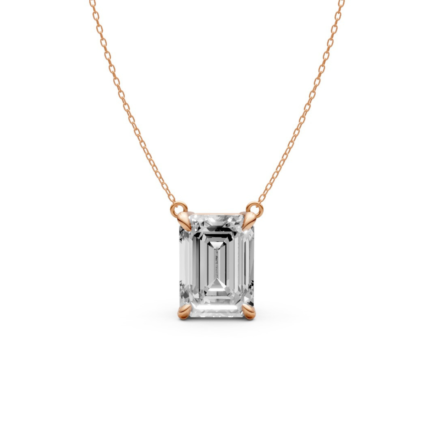 Emerald Cut Diamond Pendant in 18KT Gold Four-Prong