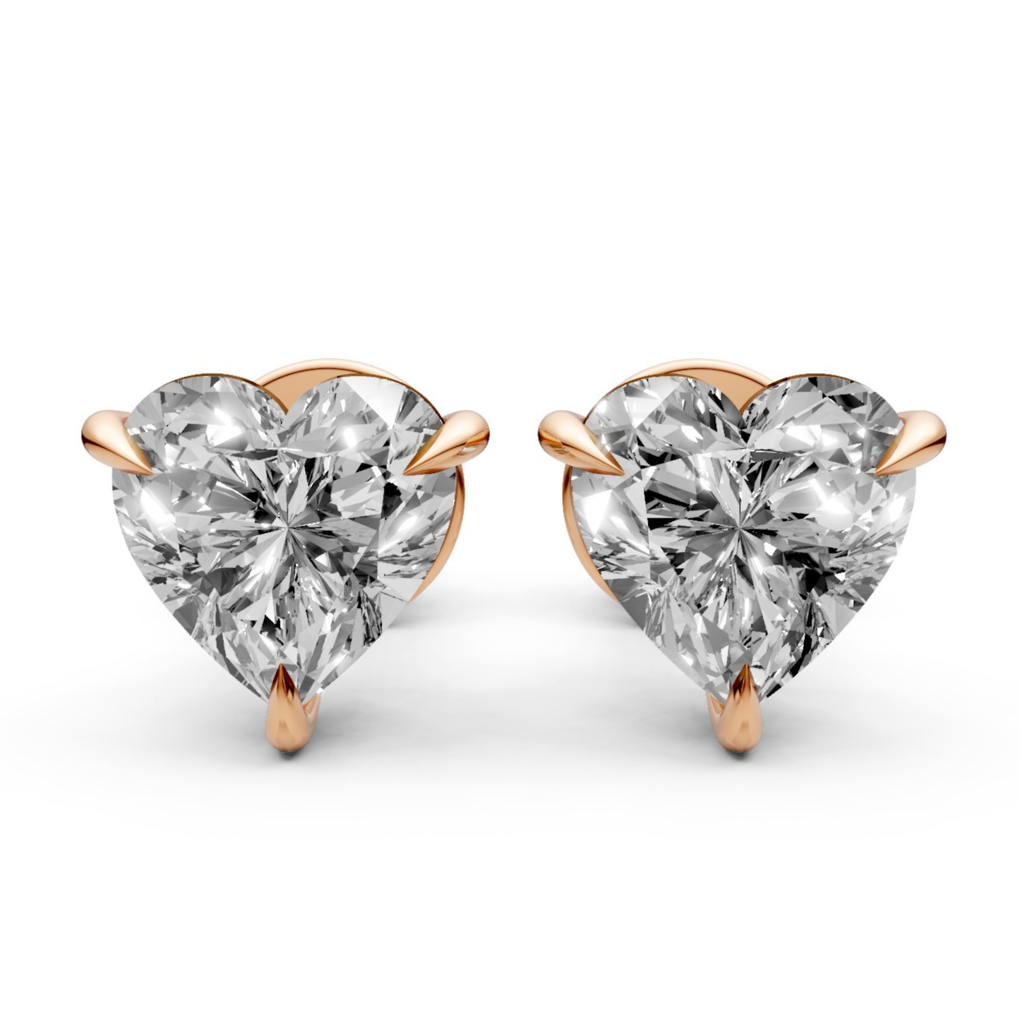 Heart-Shaped Stud Earrings with 0.5 CT Lab-Grown Diamonds in 18K Gold