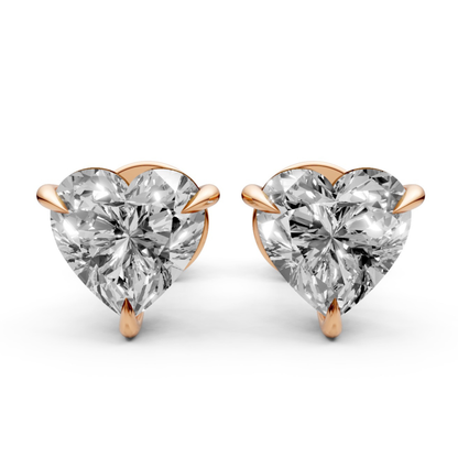 Heart-Shaped Stud Earrings with 0.5 CT Lab-Grown Diamonds in 18K Gold