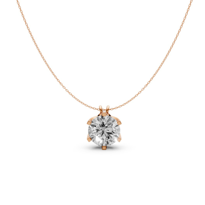 Round Diamond Pendant in 18KT Gold Six-Prong Scallop Setting.