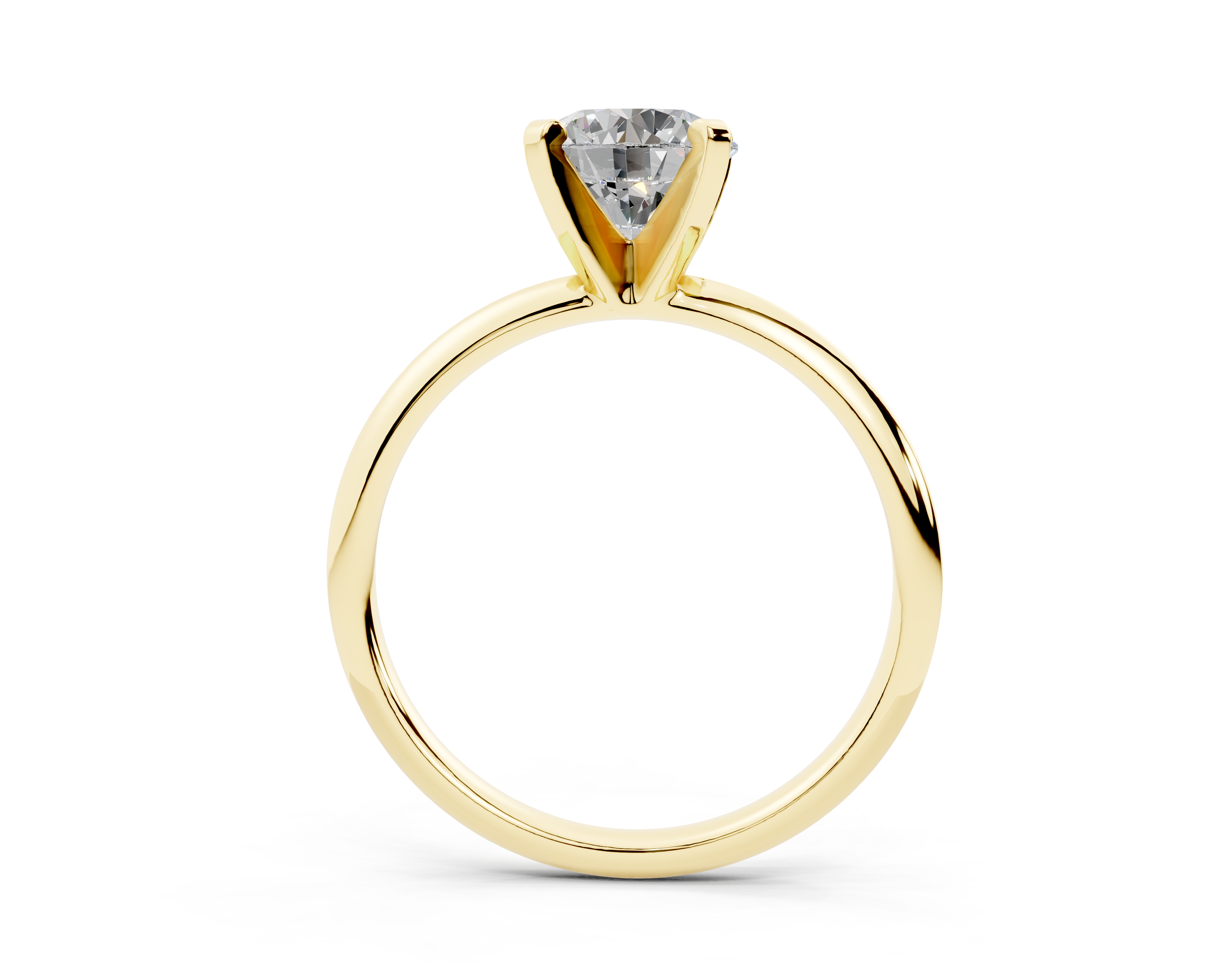 18K Gold Solitaire Knife Edge Round Diamond Engagement Ring 1 Carat - Yellow Gold#Material_Yellow Gold#