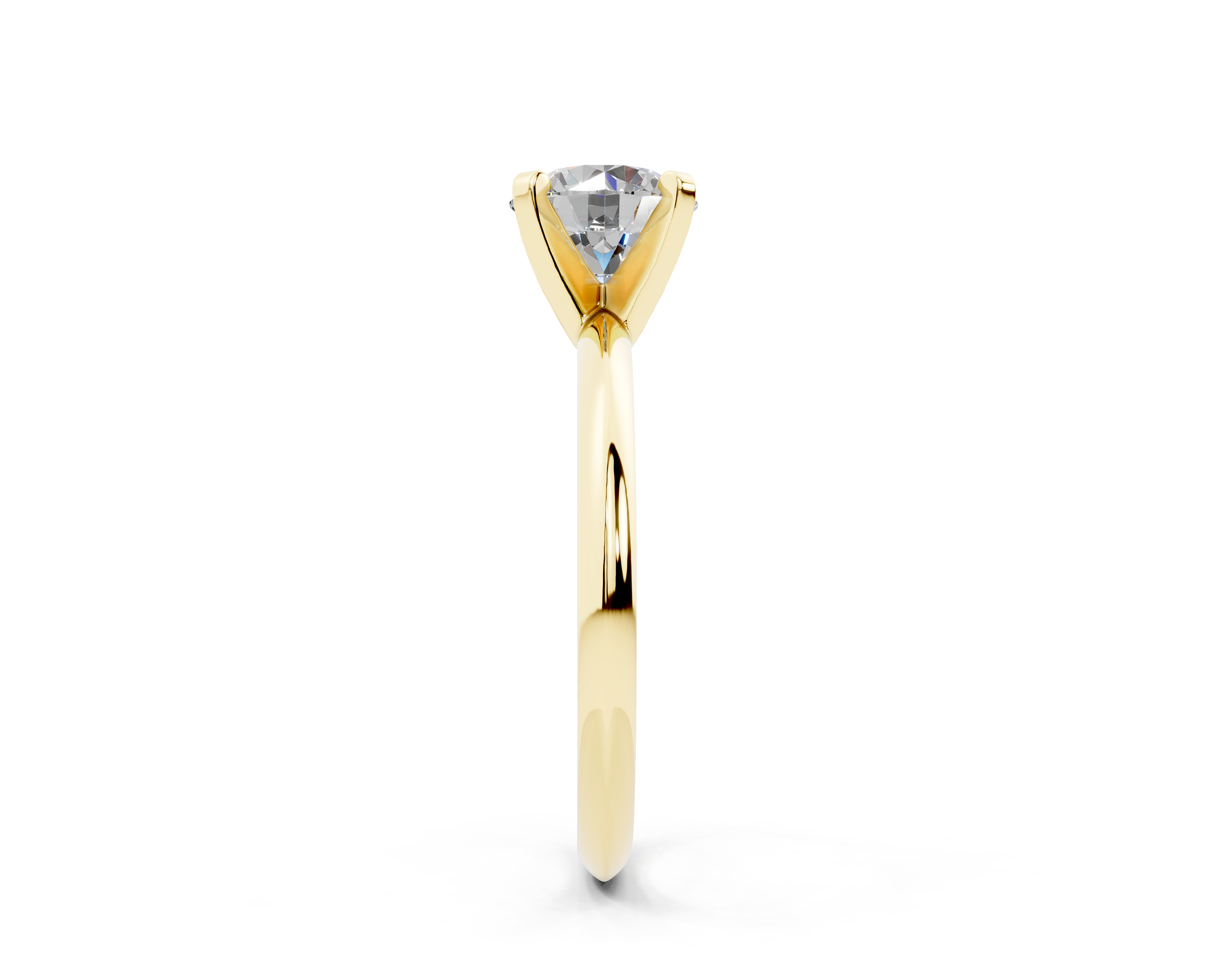 18K Gold Solitaire Knife Edge Round Diamond Engagement Ring 1 Carat - Yellow Gold#Material_Yellow Gold#