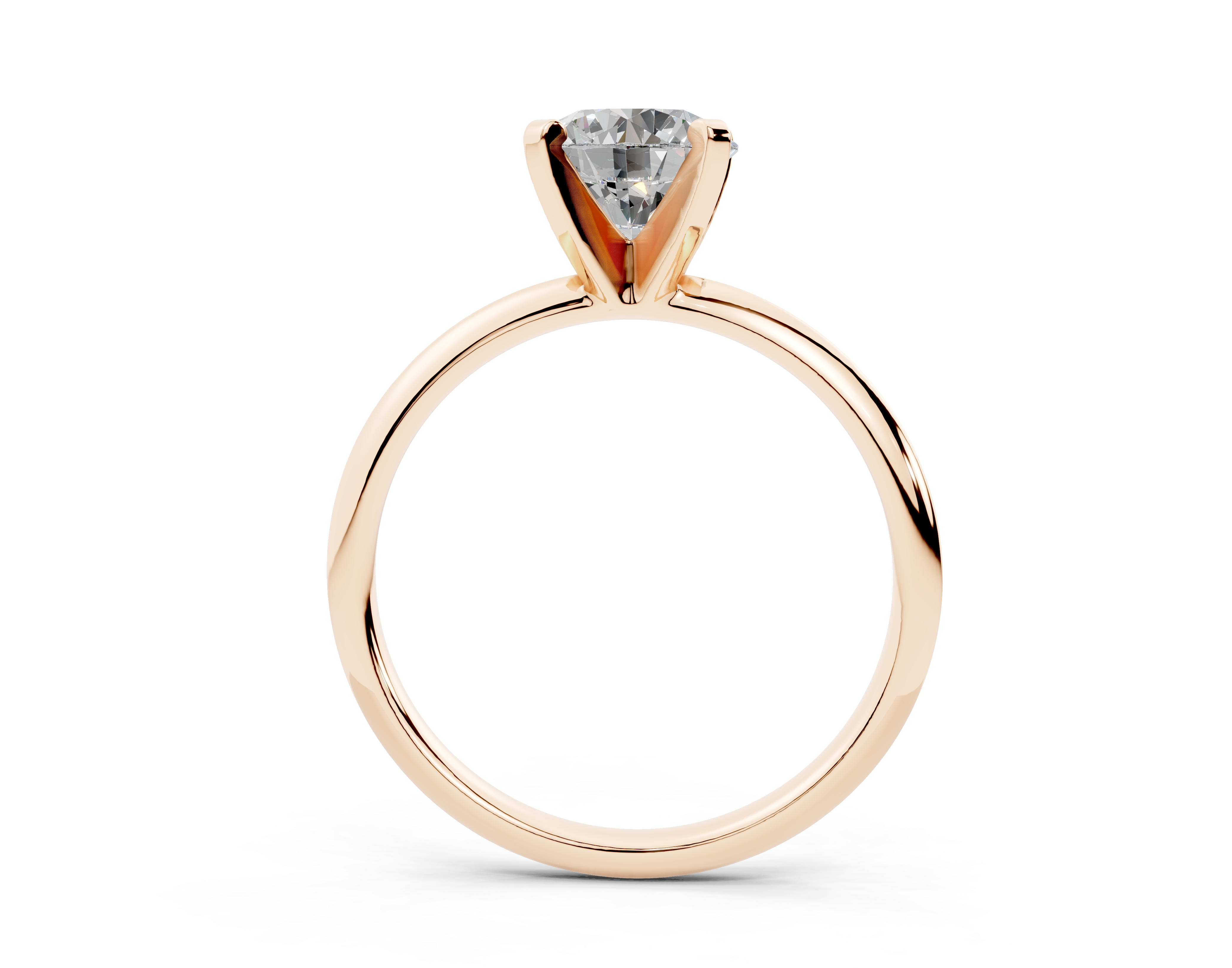 18K Gold Solitaire Knife Edge Round Diamond Engagement Ring 1 Carat - Rose Gold#Material_Rose Gold#
